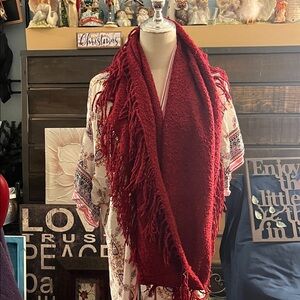 Garage Rich Burgundy Fringed Scarf
